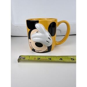 Disney Store Mickey Mouse Peek-a-Boo Yellow Dimensional Coffee Mug Rare